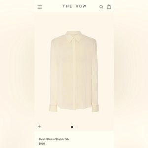 NWT The Row Petah stretch silk shirt in ivory Sz 6